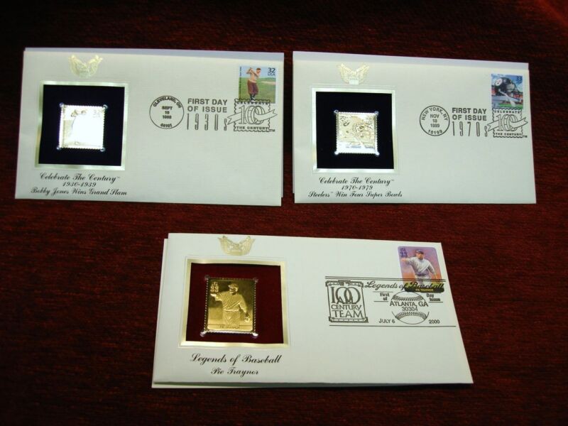 Vintage First Day Covers featuring Bobby Jones, Pittsburgh Steelers, and Pie Traynor