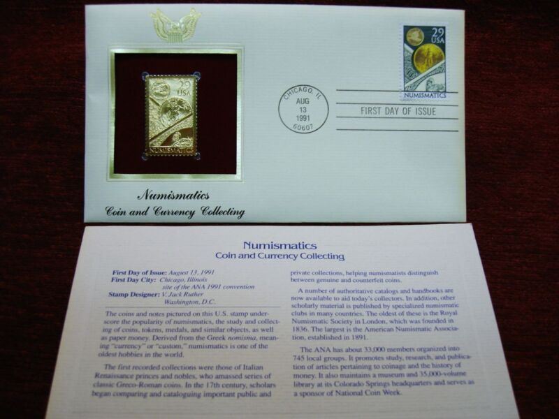 First Day Cover Numismatics 29¢ Stamp 22K Gold Replica