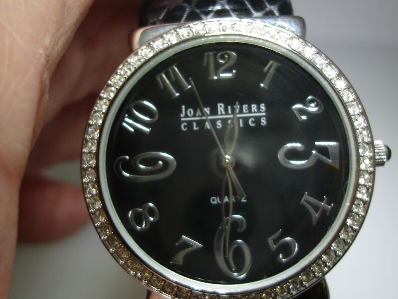 Joan Rivers Classics Leather Cuff Watch with Sparkling CZs