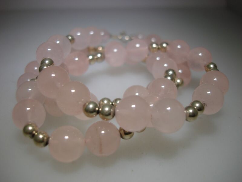 Polished Rose Quartz Sterling Silver Necklace