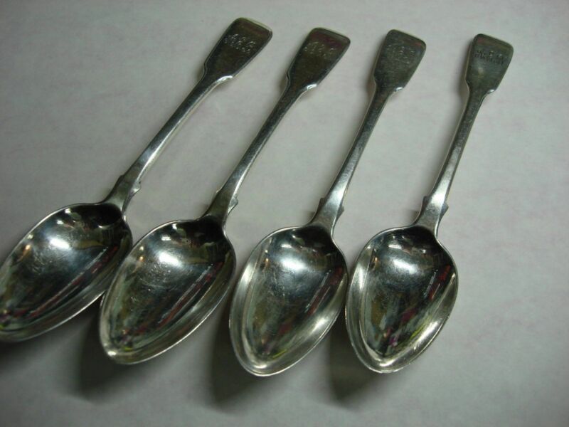 Set of four antique Charles Eley sterling silver spoons, dating back to the 1830s