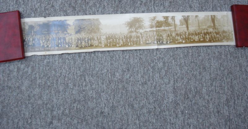 Black and white panoramic photo of attendees at the Pennsylvania Camp of the Patriotic Order Sons of America in 1925.