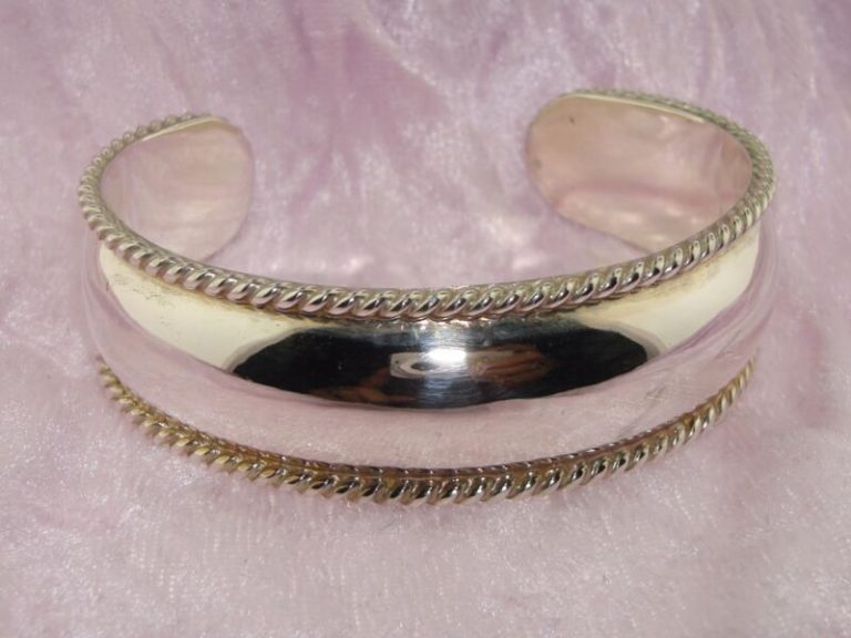 Vintage Sterling Silver Cuff Bracelet Signed MWS, Thailand