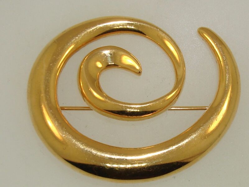 Vintage Napier gold-tone swirl brooch pin, signed