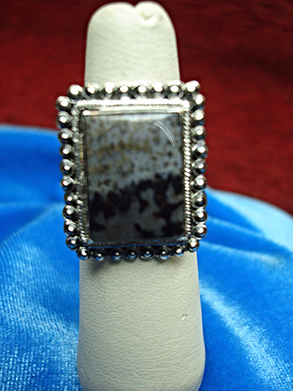 Lace agate ring in sterling silver, size 6.5