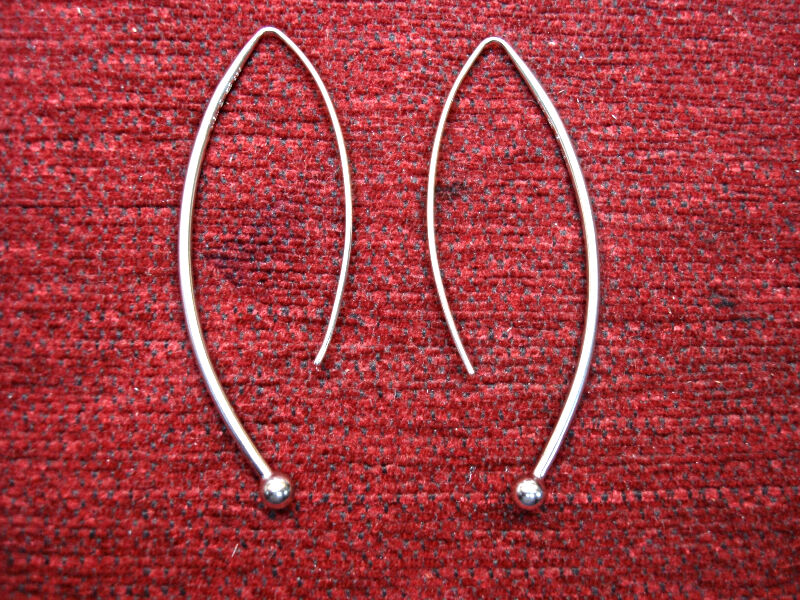Sterling silver threader earrings, 2 7/8 inches long