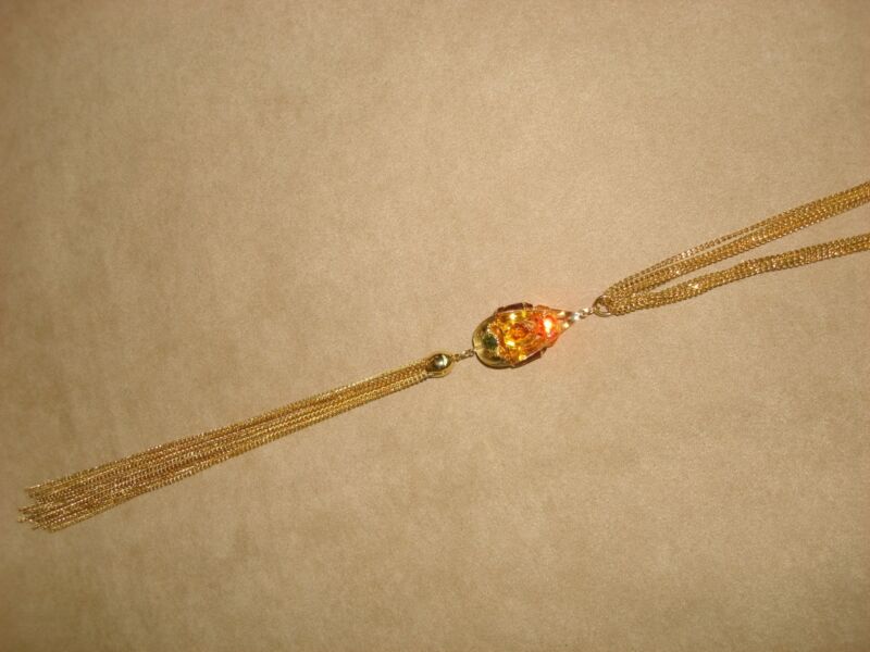 Vintage 1960s multi-chain rhinestone dangle necklace