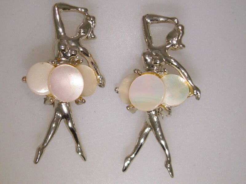 Vintage ballerina scatter pins, circa 1940s-50s, with mother-of-pearl accents