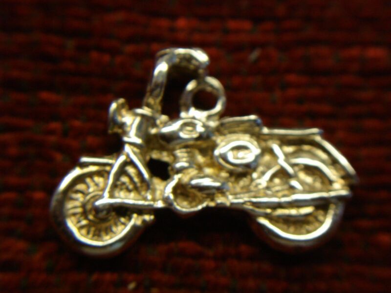 Vintage Sterling Silver Motorcycle Charm Pendant