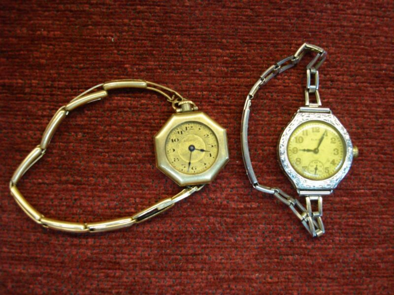 Pair of vintage ladies watches, Elgin and Imperial, with gold filled cases