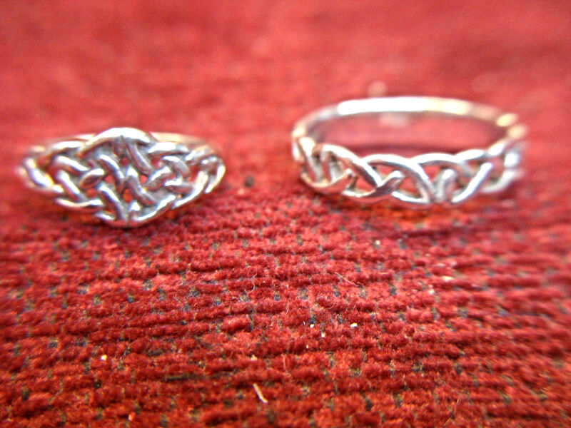 Sterling Silver Braided Pattern Rings Set, Size 4.5 & 8