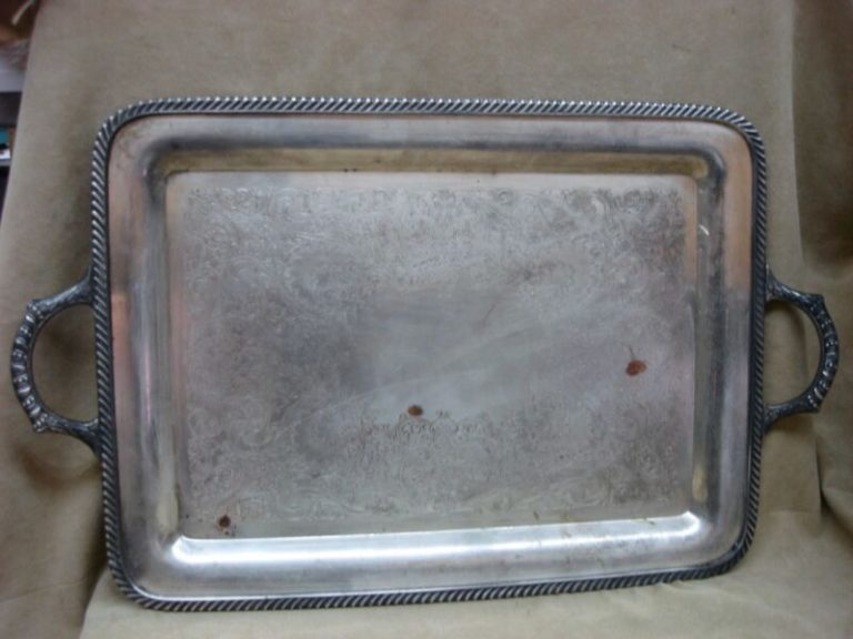 Vintage WM Rogers Silverplate Serving Tray (4091) - Floral & Swirl Design