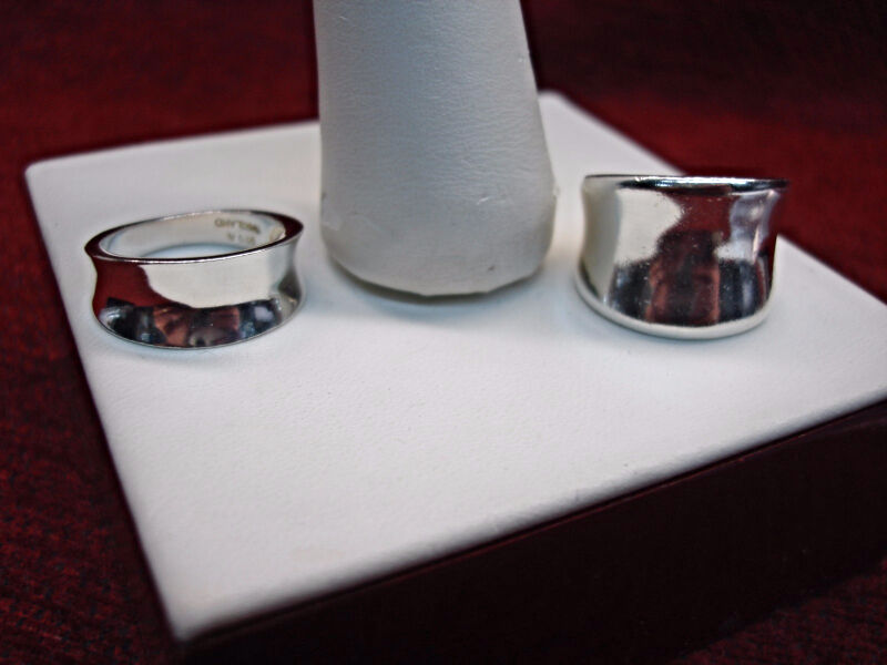 Vintage Sterling Silver Mod Style Band Rings Set (Size 6 & 5 1/2)