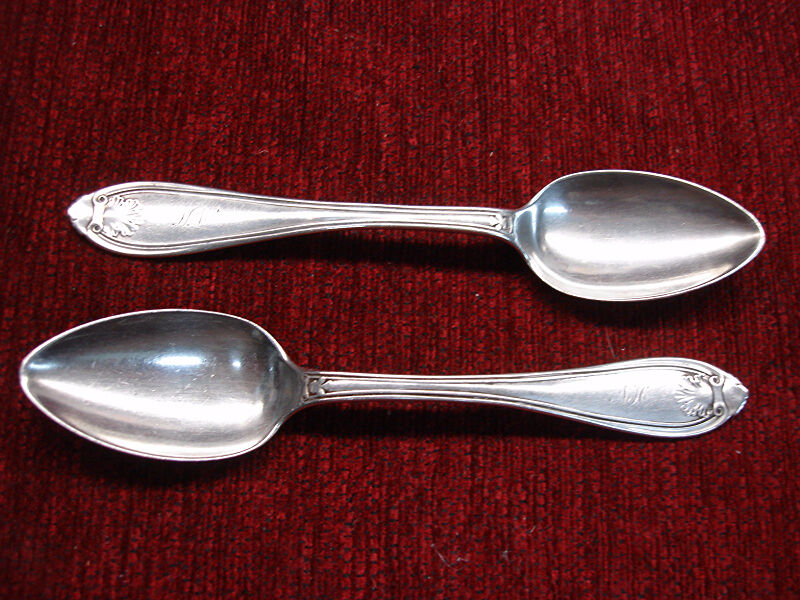 Pair of antique T.C. Garrett coin silver teaspoons, 1855
