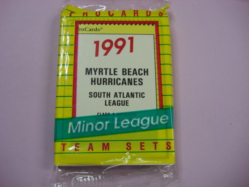 1991 Fleer Pro Cards Myrtle Beach Hurricanes team set featuring Carlos Delgado