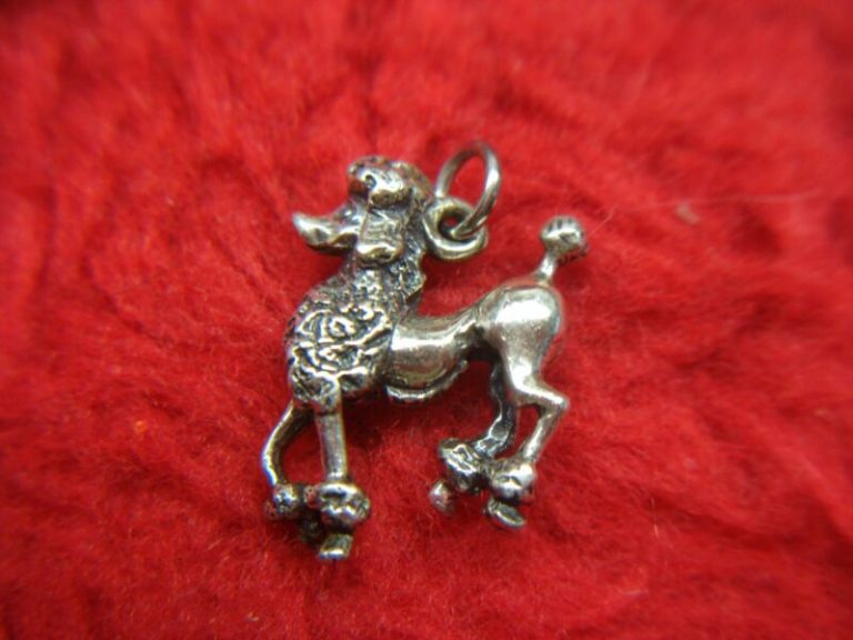 Sterling silver poodle charm pendant, B-STER marked, excellent condition