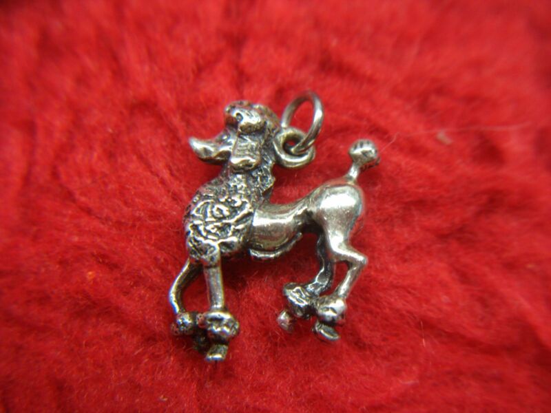 Sterling silver poodle charm pendant, B-STER marked, excellent condition