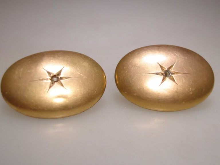 Vintage Victorian Rose Cut Diamond Cufflinks in Gold Filled
