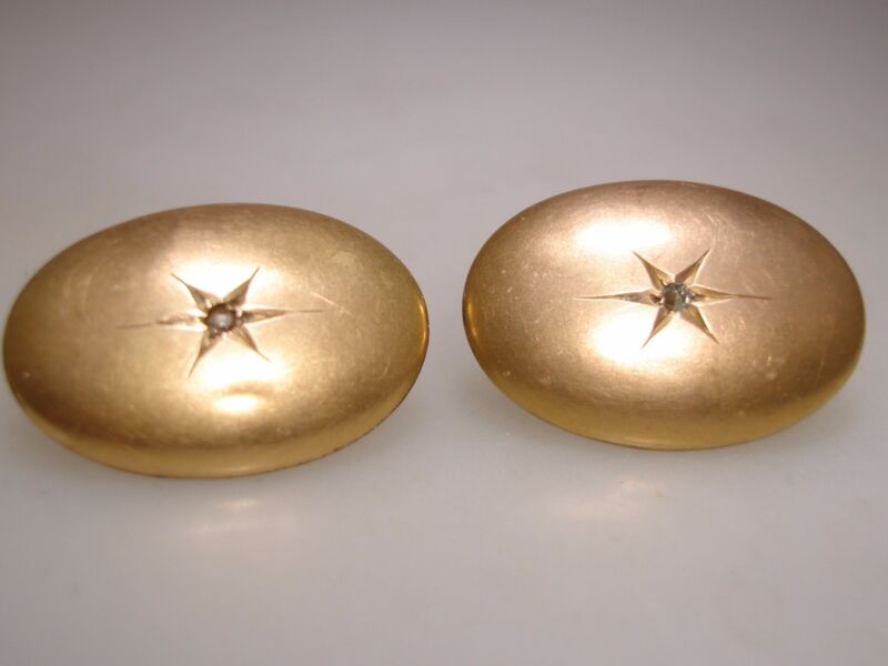 Vintage Victorian Rose Cut Diamond Cufflinks in Gold Filled