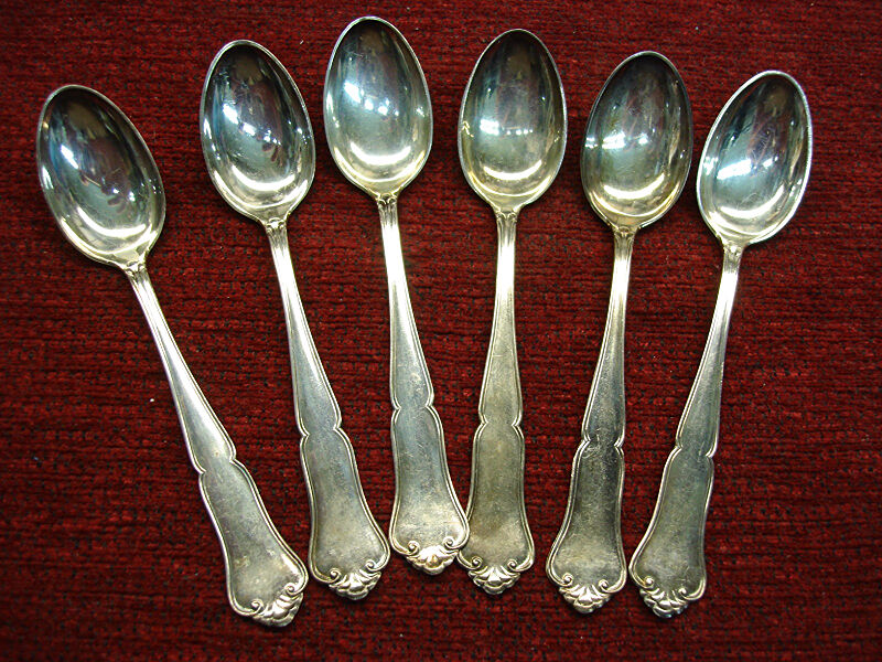 Set of six vintage Norwegian demtasse spoons by Marthinsen Martha, 830S silver standard