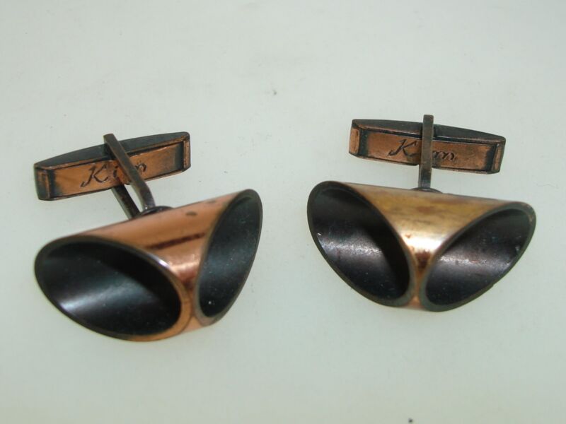 Vintage 1960s copper cufflinks with unique retro design