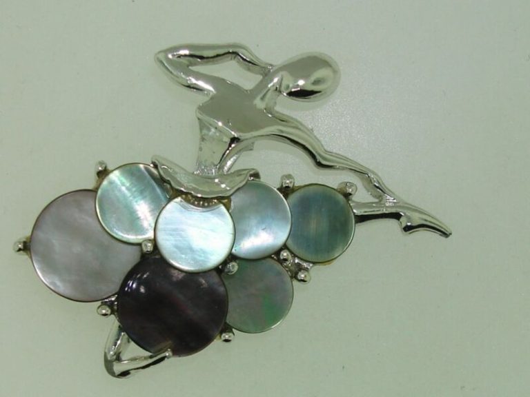 Vintage 1950s iridescent lucite ballerina pin in excellent condition.