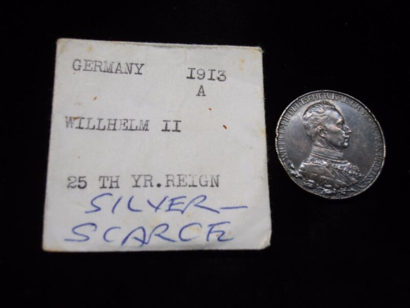 1913 Germany Prussia 2 Mark Silver Coin - Wilhelm II