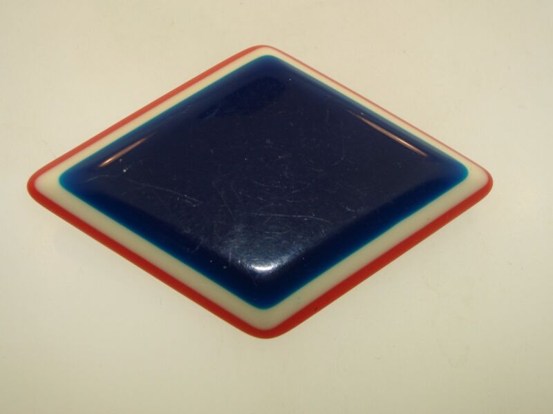 Vintage 1950s patriotic lucite diamond pin, red white blue