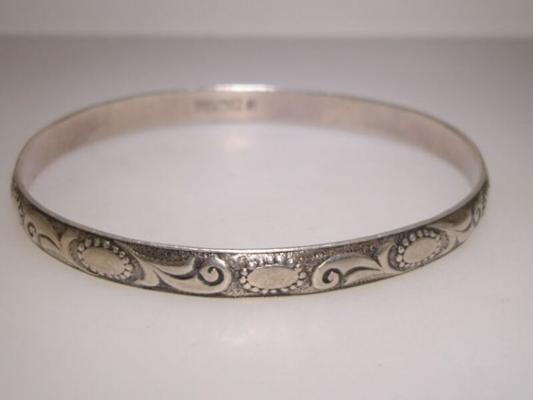 Vintage 1930s Danecraft sterling silver Art Nouveau bangle bracelet