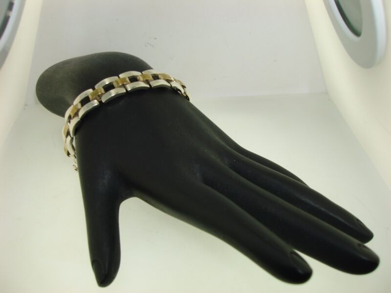 Vintage Taxco Mexico sterling silver and gold tone bracelet