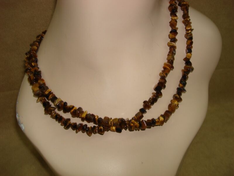 Sterling silver tiger eye nugget necklace