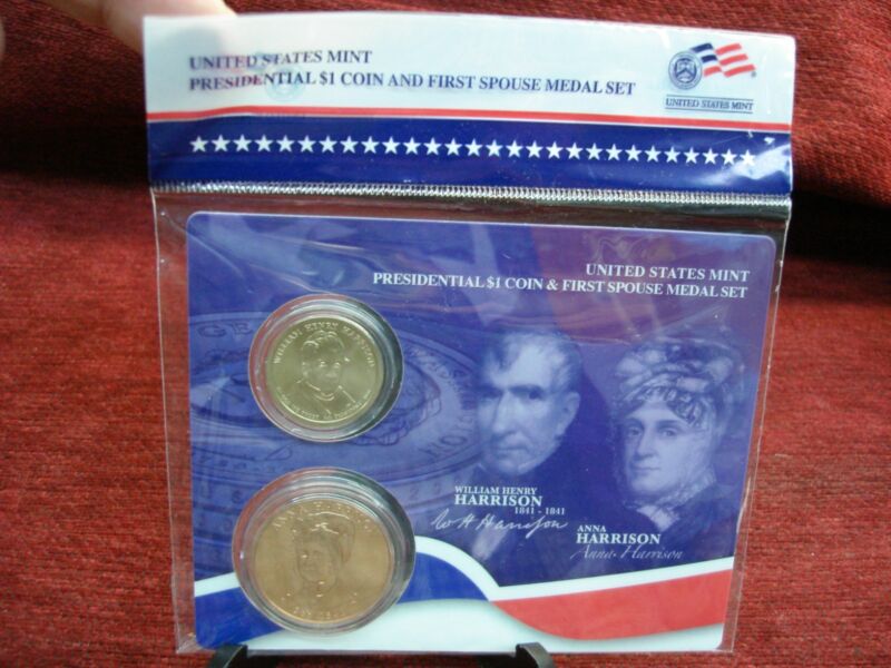 2009 William Henry Harrison Presidential $1 Coin and Anna Harrison First Spouse Medal Set