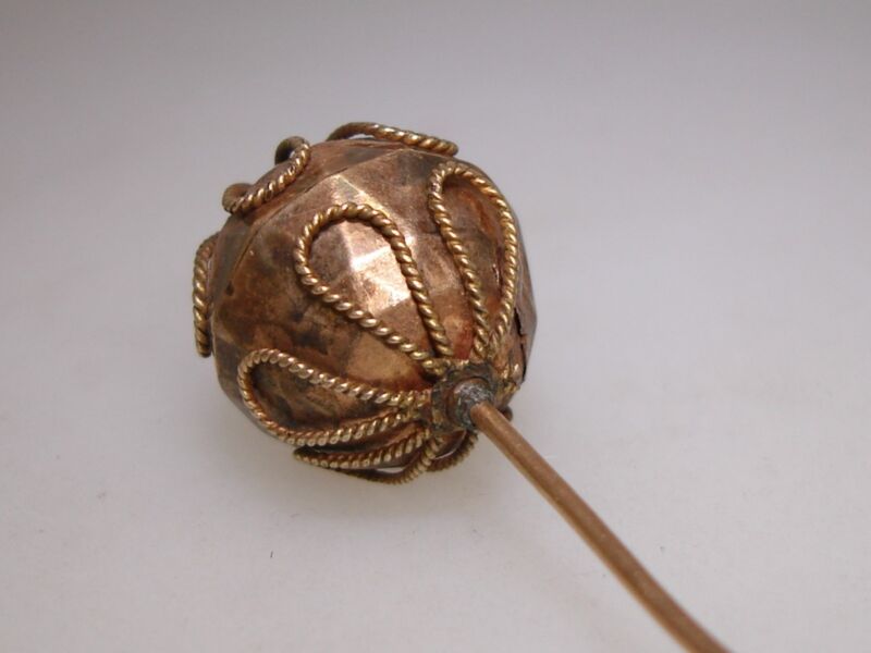 Antique Victorian rose gold filled hat pin with triangular design