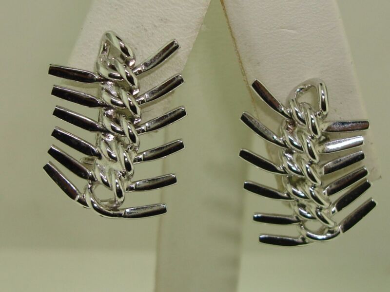 Vintage Coro knotted silver earrings, patented 1957