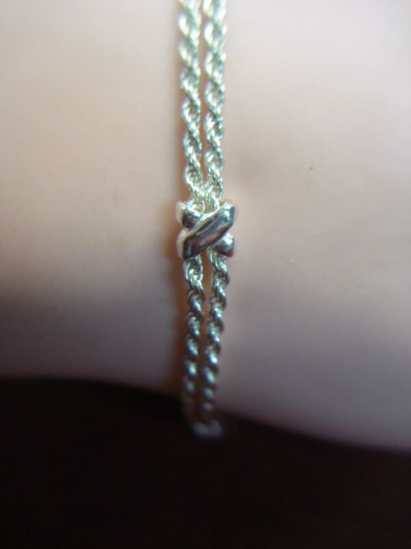 Double-wide sterling silver rope bracelet with fancy X accents, 7 inches