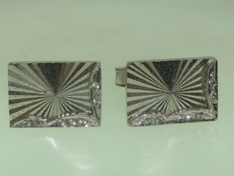 Vintage Sterling Silver Eagle Cufflinks with Sparkling Quartz