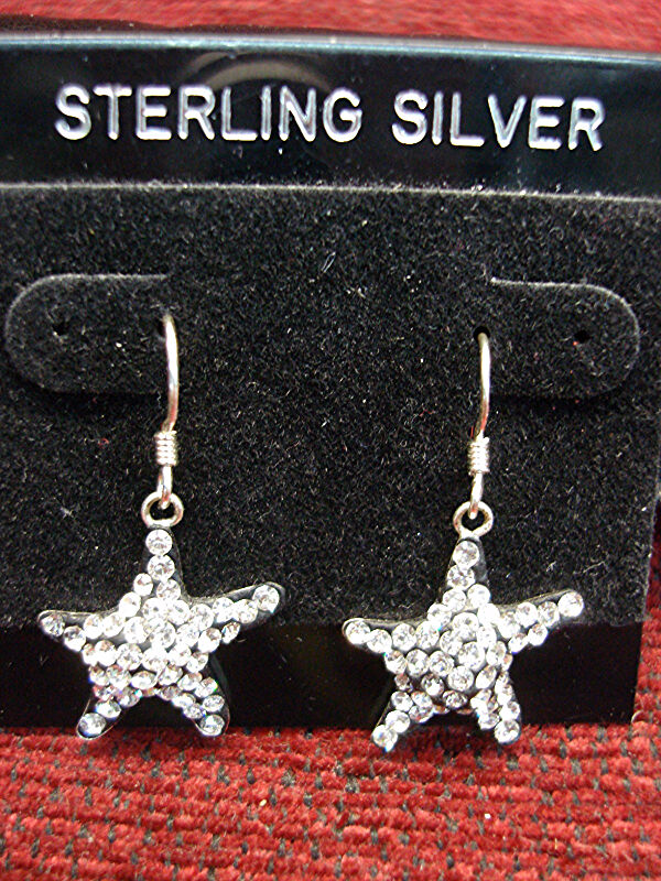 Sterling silver starfish earrings with sparkling crystals