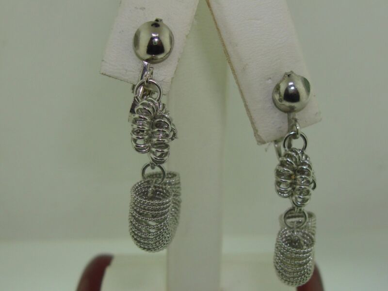 Vintage 1960s silver Slinky clip-on earrings