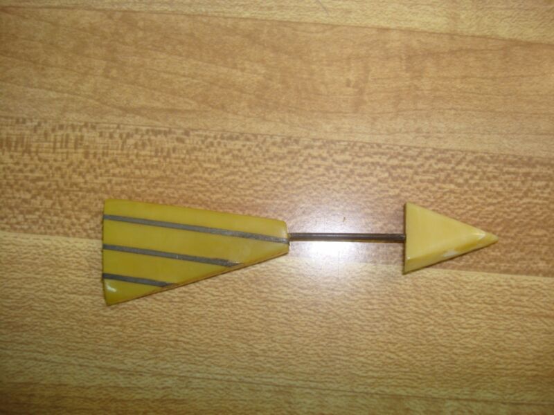 Vintage Art Deco Lucite Jabot Pin with Silver Inlay