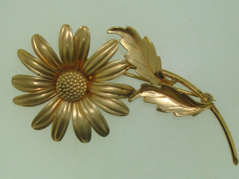 Vintage 1950s gold-filled daisy pin brooch by Harry S. Bick