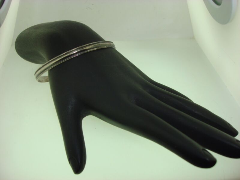 Vintage Sterling Silver Art Deco Beaded Bangle Bracelet