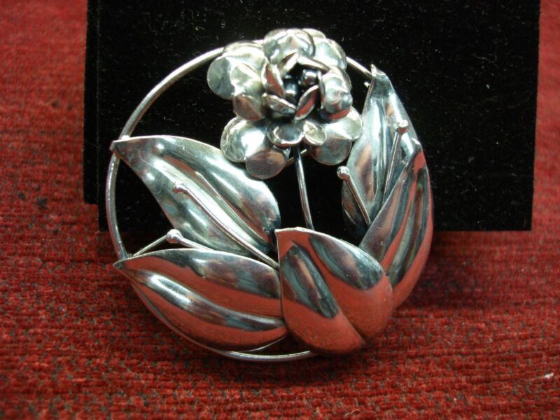 Vintage Sterling Silver Flower Pin