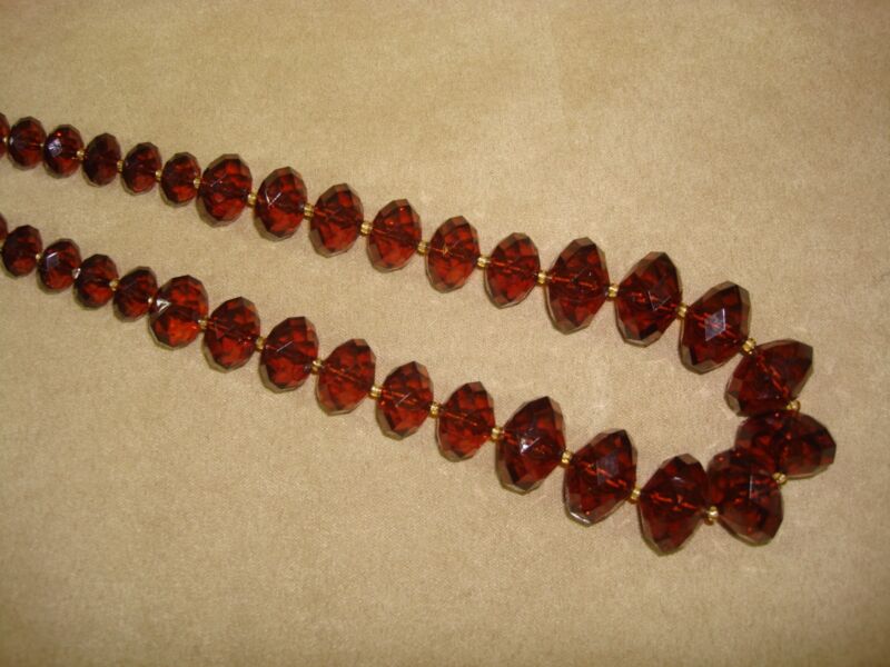 Vintage Joan Rivers Brown Topaz Lucite Beaded Necklace