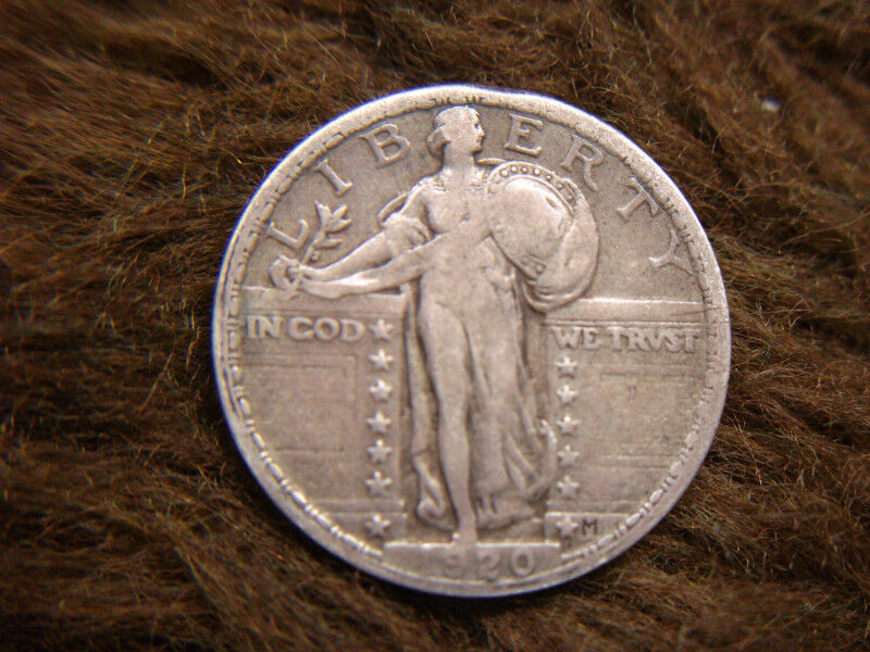 1920 Standing Liberty Quarter with natural patina and well-defined details