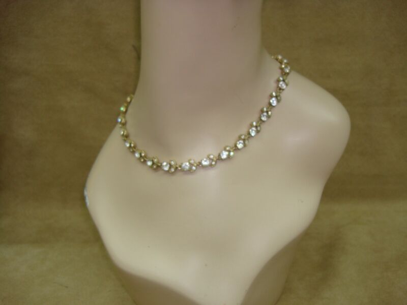 Vintage Napier gold tone rhinestone choker necklace