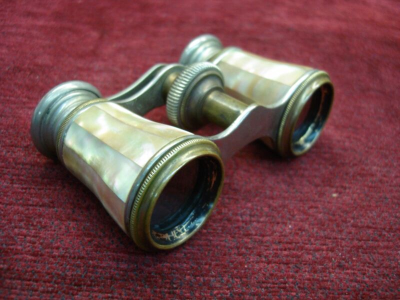 Vintage Chevalier Paris opera glasses with mother-of-pearl covers