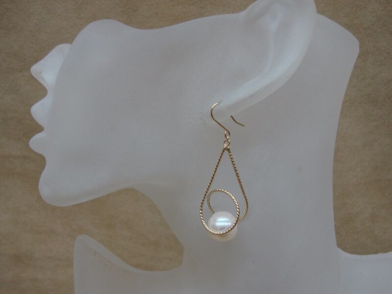 Honora 14K gold white pearl dangle earrings