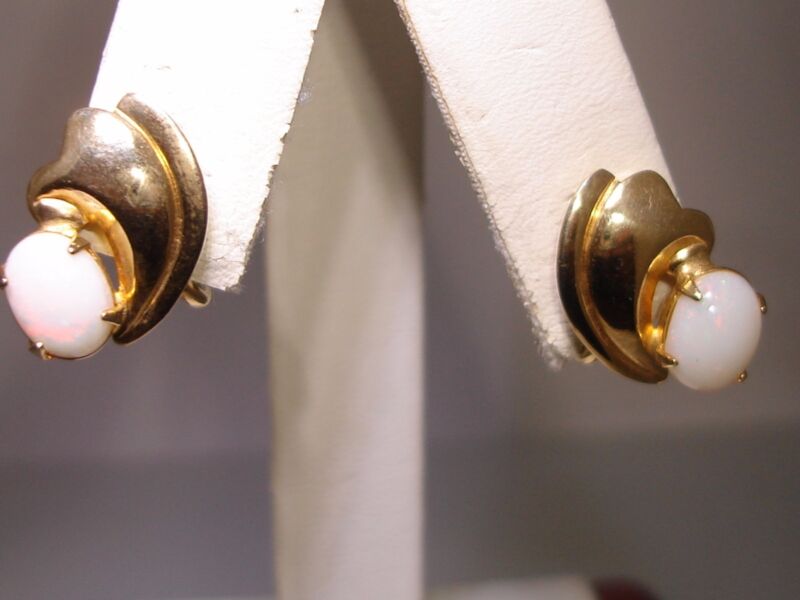 Vintage 1950s-60s gold filled fiery opal earrings