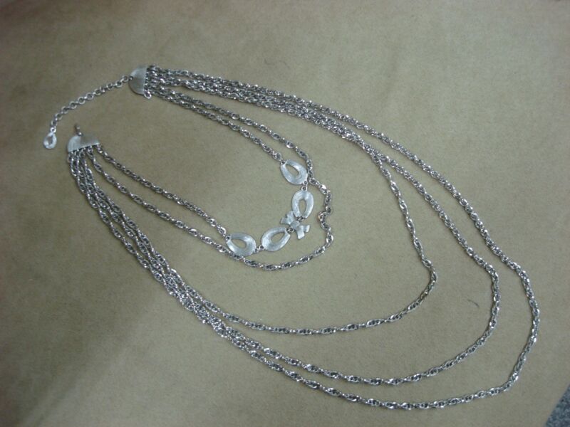 Vintage 1960s graduated silver multi-chain necklace