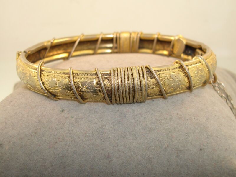 Vintage 1960s Freiric gold-filled wire wrapped hinged bangle bracelet